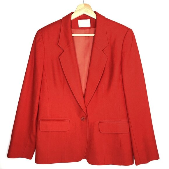 Pendleton 100% Wool Suits Set Blazer Jacket Sz 10 Skirt 12 Red Holiday Christmas - Picture 2 of 15